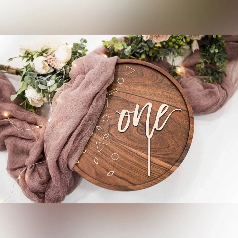 1st Birthday Cake Topper - Rustic Wood Number One